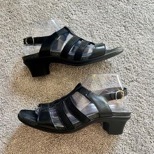 SAS Allegro Sandal Womens Size 9 M Black Strappy Open Toe Block Heel Pumps